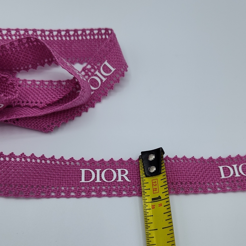 DIOR Soft Raspberry Pink Lace Logo Ribbon 39” (1yd 3in) Luxury Gift Wrap NEW - Picture 4 of 4